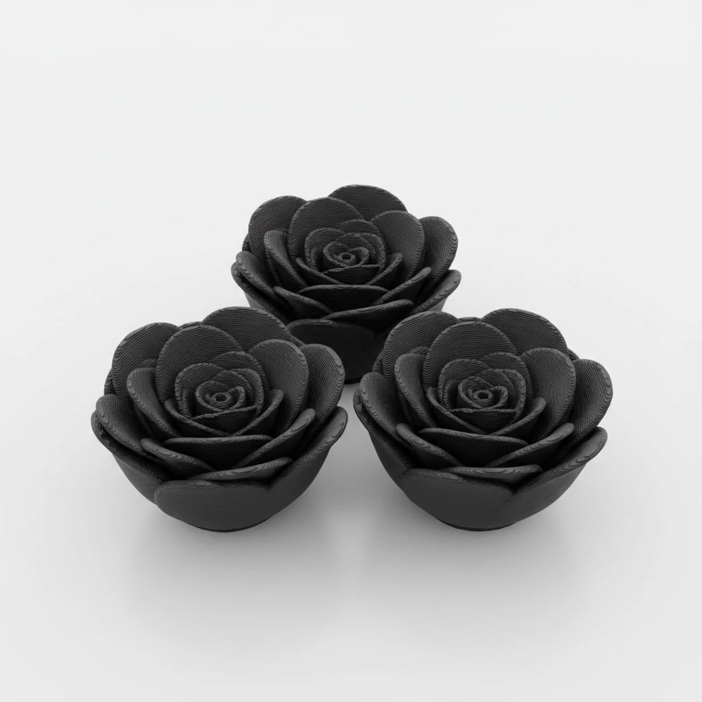 Set 3 Trandafiri Decorativi Imprimare 3D Obiect Ornamental - culoare black studio, produs imprimat 3D Vibecraft