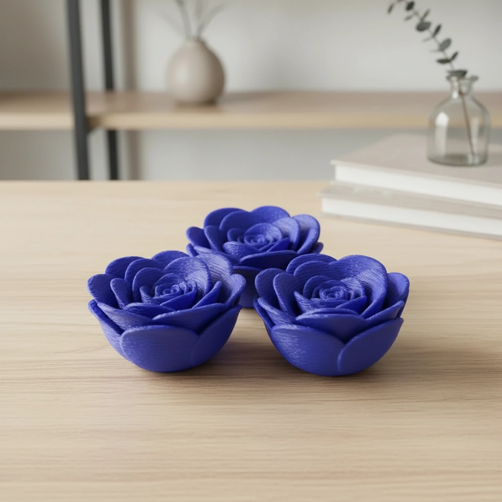Set 3 Trandafiri Decorativi Imprimare 3D Obiect Ornamental - culoare vibecraft Set 3 Trandafiri Decorativi Imprimare 3D Obiect Ornamental blue scene, produs imprimat 3D Vibecraft