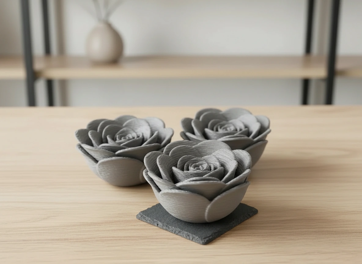 Set 3 Trandafiri Decorativi Imprimare 3D Obiect Ornamental - culoare vibecraft Set 3 Trandafiri Decorativi Imprimare 3D Obiect Ornamental gray lifestyle, produs imprimat 3D Vibecraft