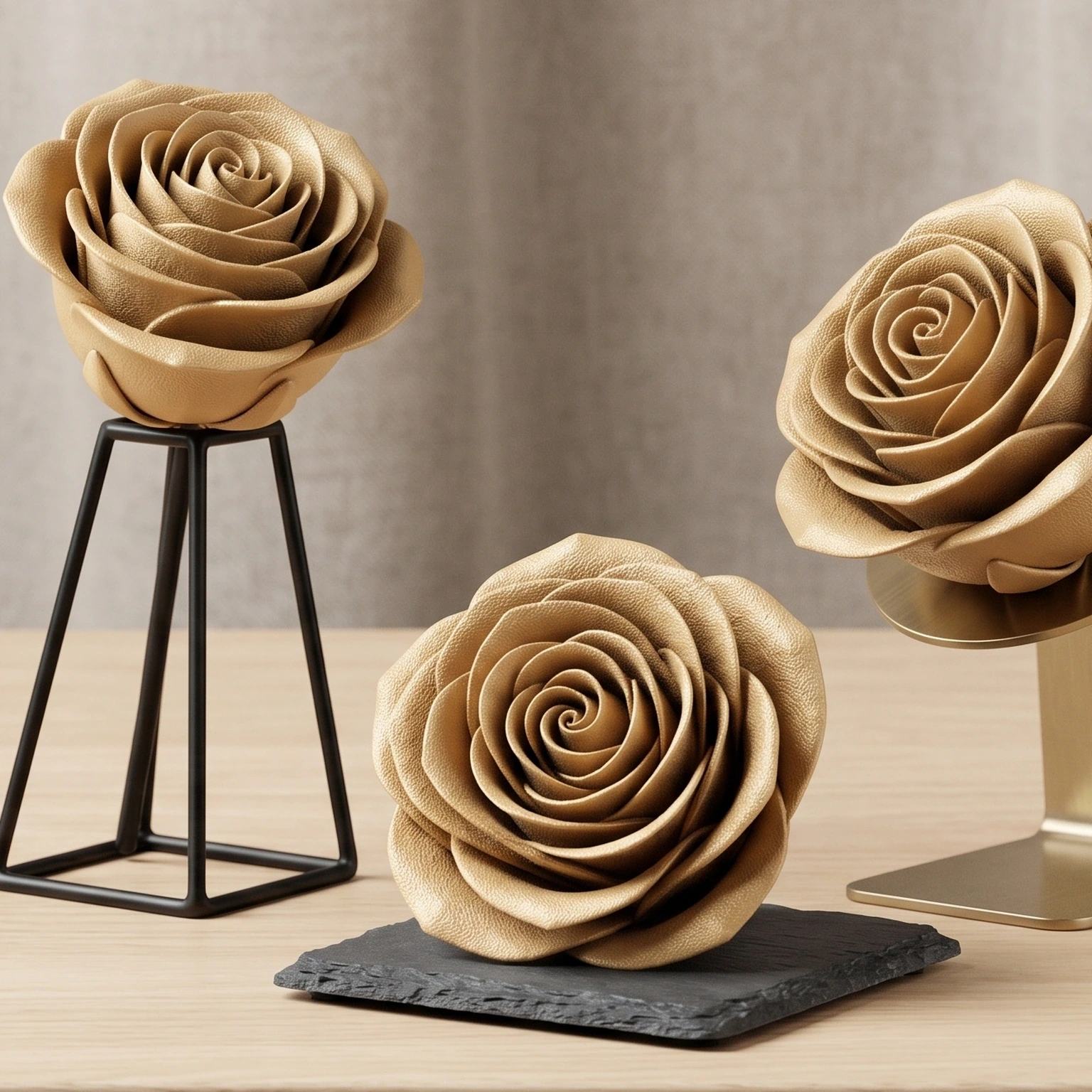 Set 3 Trandafiri Decorativi Imprimare 3D Obiect Ornamental - culoare white scene, produs imprimat 3D Vibecraft