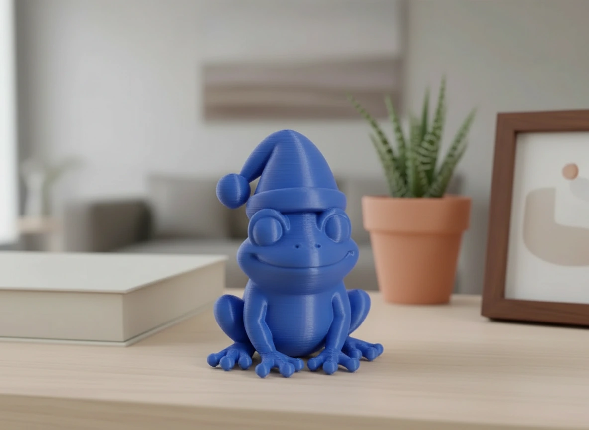 Figurină Decorativă Broască cu Căciulă, 5 cm - culoare Albastru, imprimare 3D Vibecraft