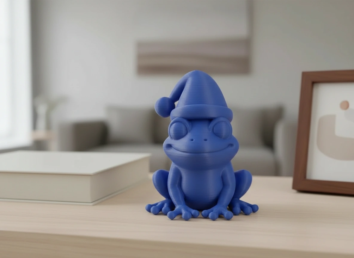 Figurină Decorativă Broască cu Căciulă, 5 cm - culoare Albastru, imprimare 3D Vibecraft