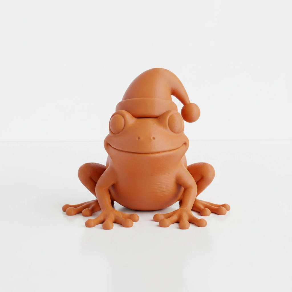 Figurină Decorativă Broască cu Căciuliță, Ornament Design Interior - Orange compozit mat, imprimare 3D Vibecraft