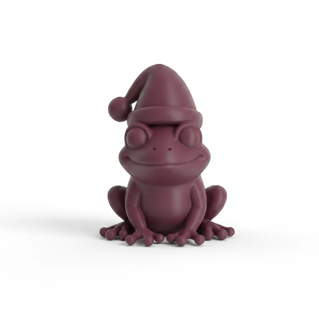 Figurină Decorativă Broască cu Căciuliță, Ornament Design Interior - Purple red compozit mat, imprimare 3D Vibecraft