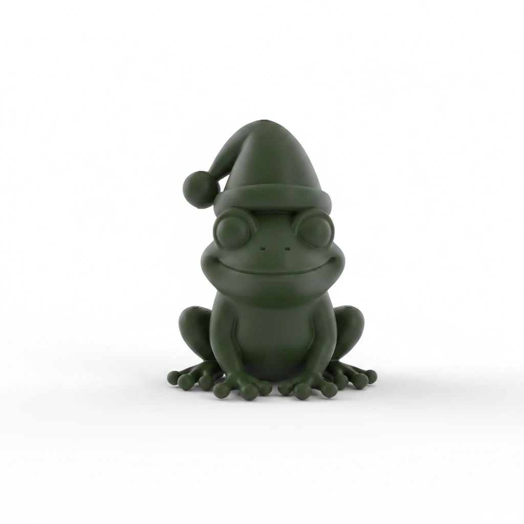 Figurină Decorativă Broască cu Căciulă, 5 cm - culoare Verde, imprimare 3D Vibecraft