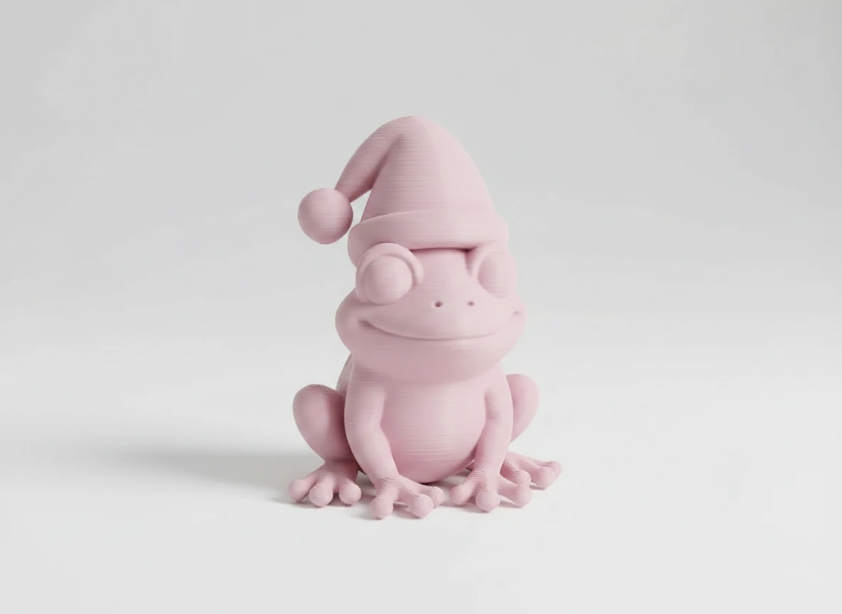 Figurină Decorativă Broască cu Căciulă, 5 cm - culoare Roz, imprimare 3D Vibecraft