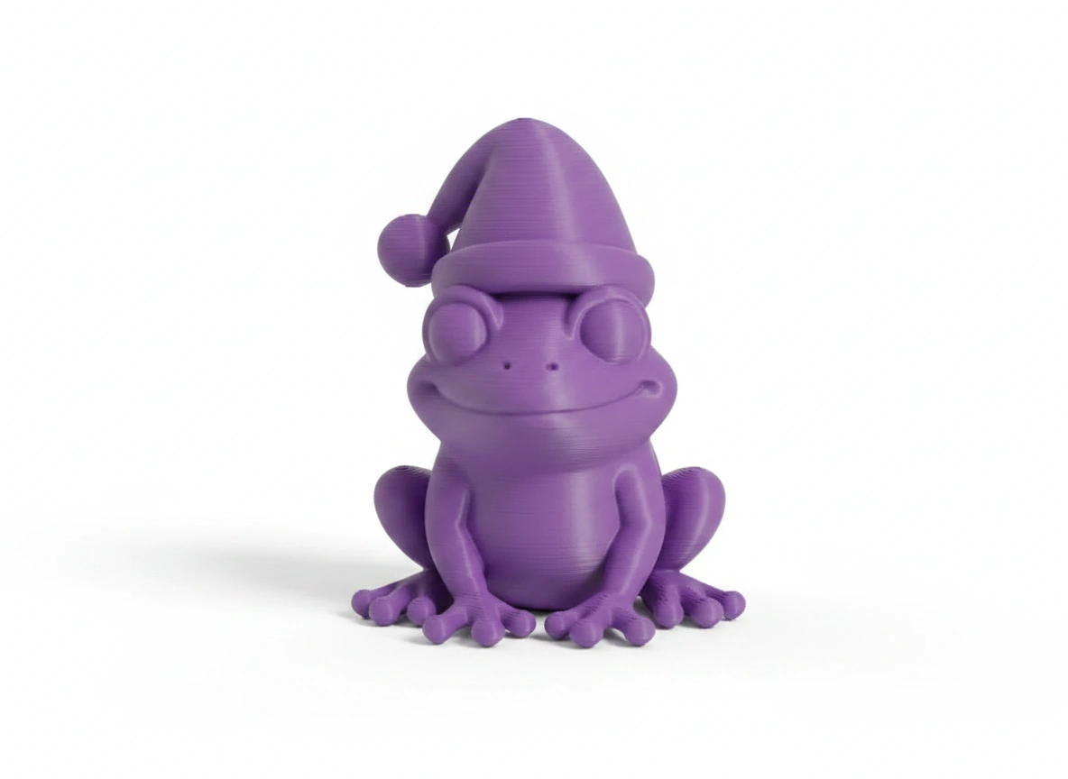 Figurină Decorativă Broască cu Căciulă, 5 cm - culoare Mov, imprimare 3D Vibecraft