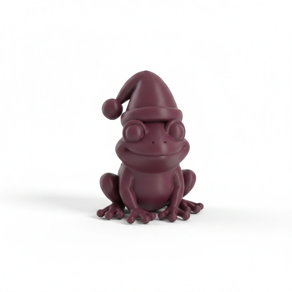 Figurină Decorativă Broască cu Căciulă, 5 cm - culoare Roșu, imprimare 3D Vibecraft