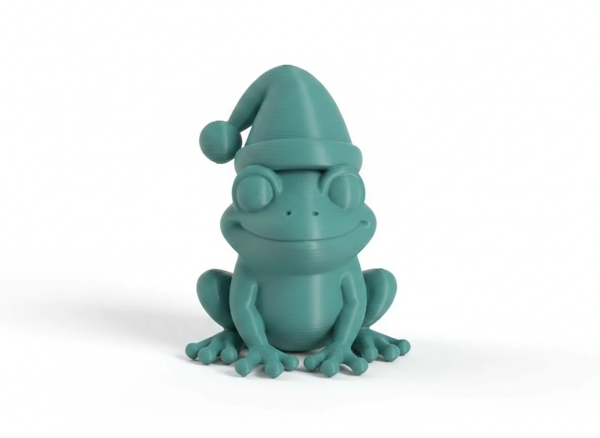 Figurină Decorativă Broască cu Căciulă, 5 cm - culoare Albastru verzui, imprimare 3D Vibecraft