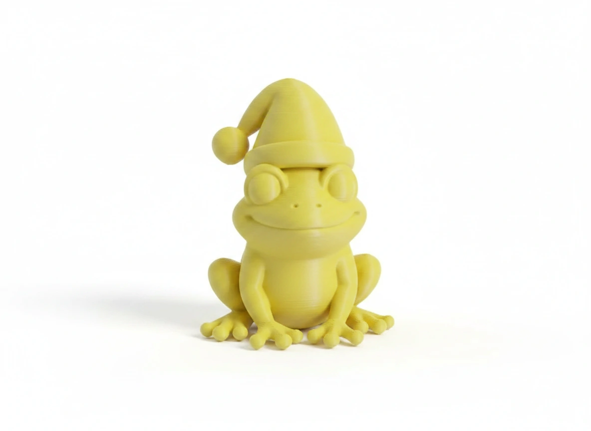 Figurină Decorativă Broască cu Căciulă, 5 cm - culoare Galben, imprimare 3D Vibecraft