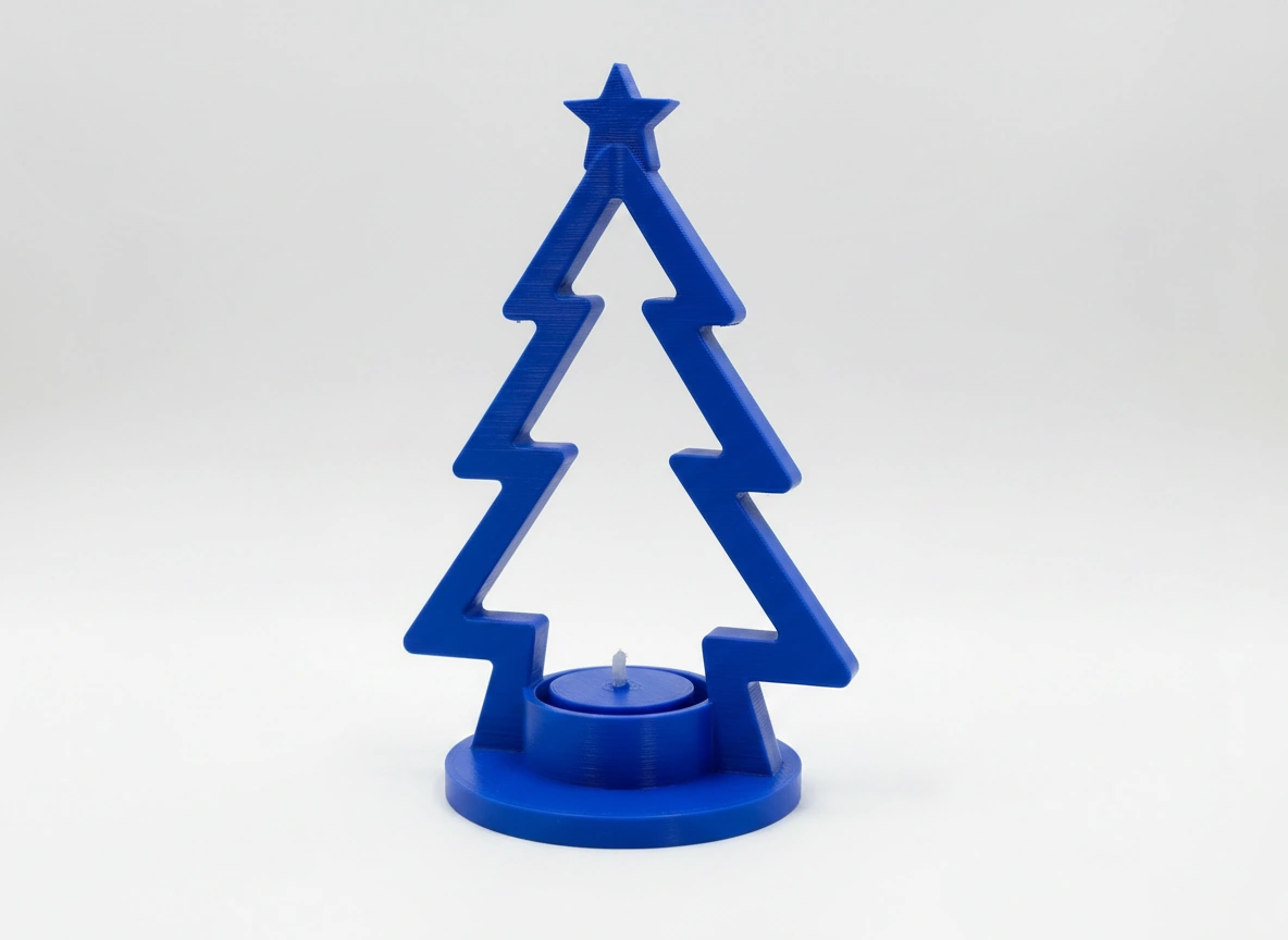 Mini Lampă de veghe LED decorativă în formă de brad stilizat - culoare Albastru, imprimare 3D Vibecraft