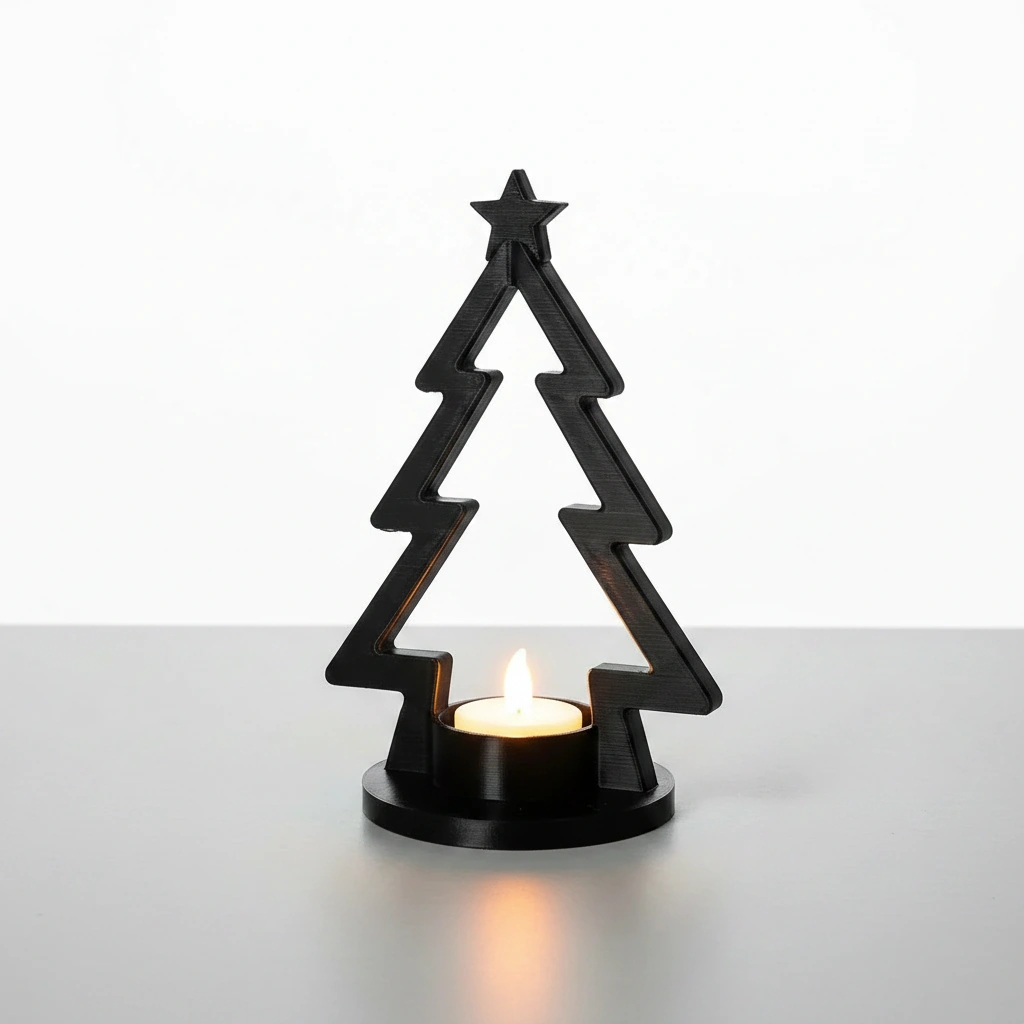 Mini Lampă de veghe LED decorativă în formă de brad stilizat - Negru compozit fibra de carbon, imprimare 3D Vibecraft