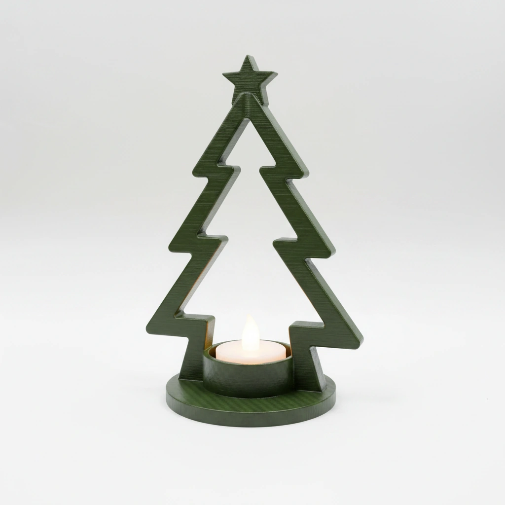 Mini Lampă de veghe LED decorativă în formă de brad stilizat - Olive green compozit fibra de carbon, imprimare 3D Vibecraft