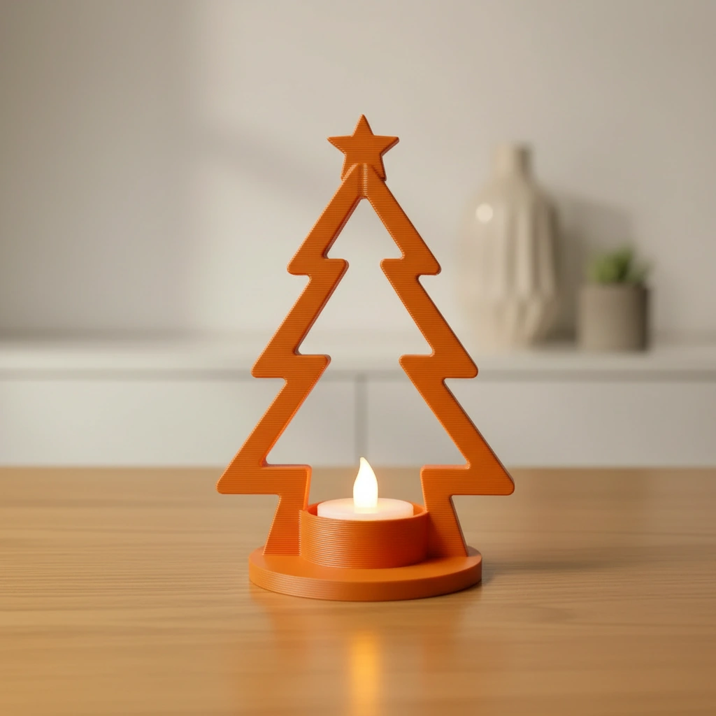 Mini Lampă de veghe LED decorativă în formă de brad stilizat - Orange compozit fibra de carbon, imprimare 3D Vibecraft