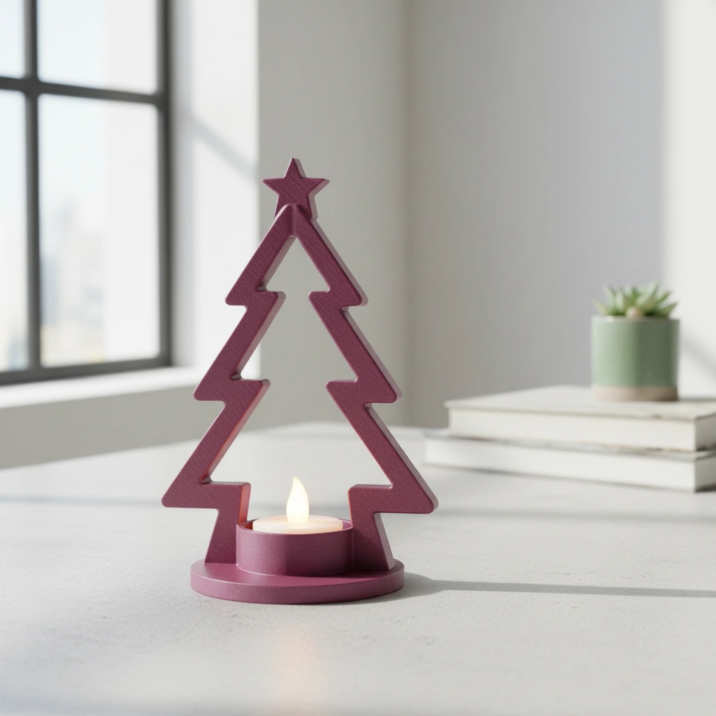 Mini Lampă de veghe LED decorativă în formă de brad stilizat - Purple red compozit fibra de carbon, imprimare 3D Vibecraft