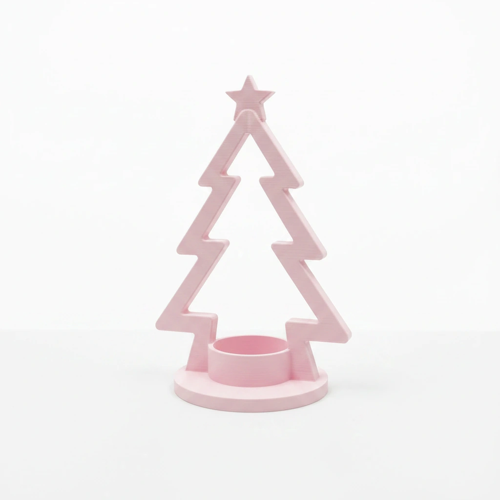 Mini Lampă de veghe LED decorativă în formă de brad stilizat - culoare Roz, imprimare 3D Vibecraft