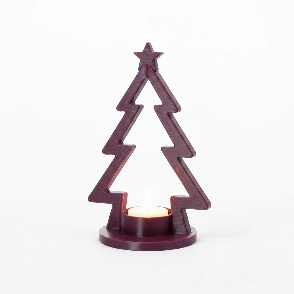 Mini Lampă de veghe LED decorativă în formă de brad stilizat - culoare Roșu, imprimare 3D Vibecraft