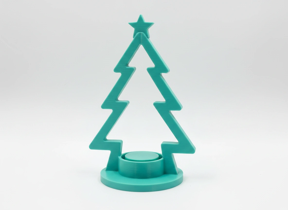 Mini Lampă de veghe LED decorativă în formă de brad stilizat - culoare Albastru verzui, imprimare 3D Vibecraft