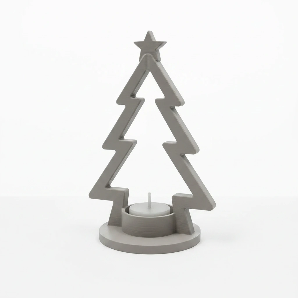 Mini Lampă de veghe LED decorativă în formă de brad stilizat - culoare vibecraft Mini Lampă de veghe LED decorativă în formă de brad stilizat gray studio, produs imprimat 3D Vibecraft