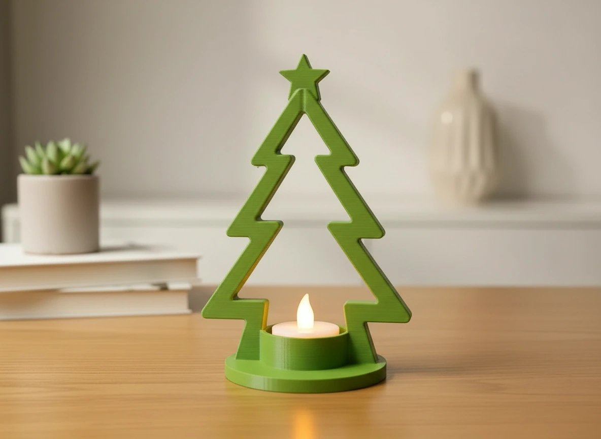 Mini Lampă de veghe LED decorativă în formă de brad stilizat - culoare vibecraft Mini Lampă de veghe LED decorativă în formă de brad stilizat green lifestyle, produs imprimat 3D Vibecraft
