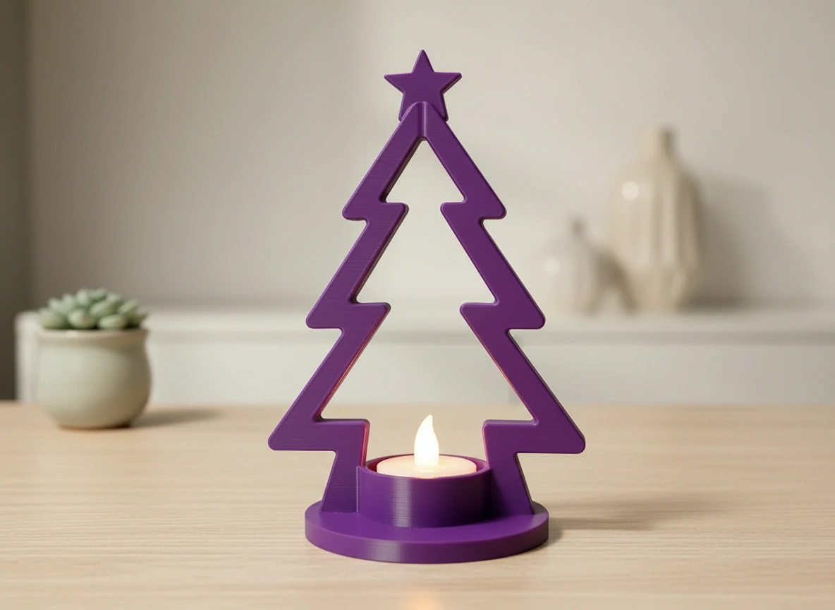 Mini Lampă de veghe LED decorativă în formă de brad stilizat - culoare vibecraft Mini Lampă de veghe LED decorativă în formă de brad stilizat purple lifestyle, produs imprimat 3D Vibecraft