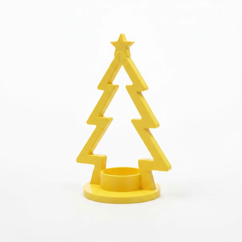 Mini Lampă de veghe LED decorativă în formă de brad stilizat - culoare Galben, imprimare 3D Vibecraft