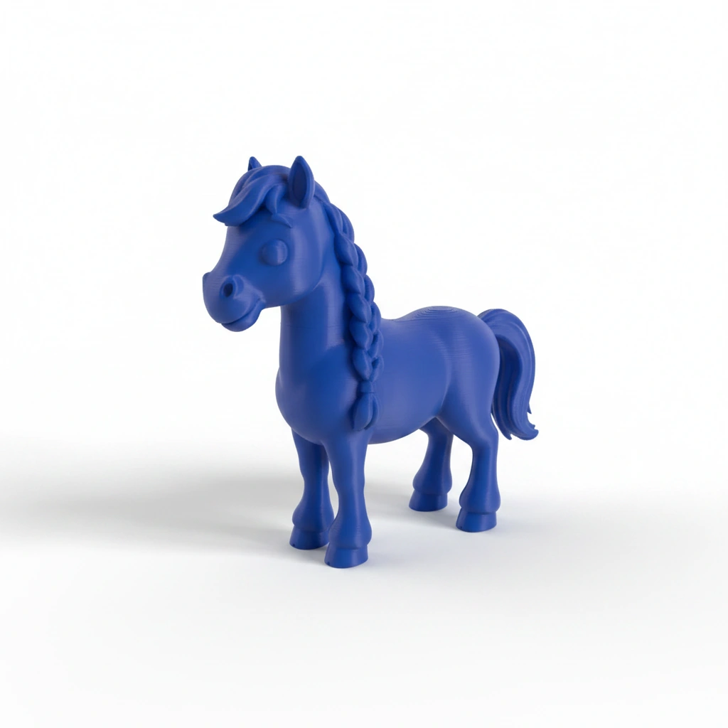 Figurină Cal cu Coamă Împletită Decorativă 7 cm - culoare Albastru, imprimare 3D Vibecraft
