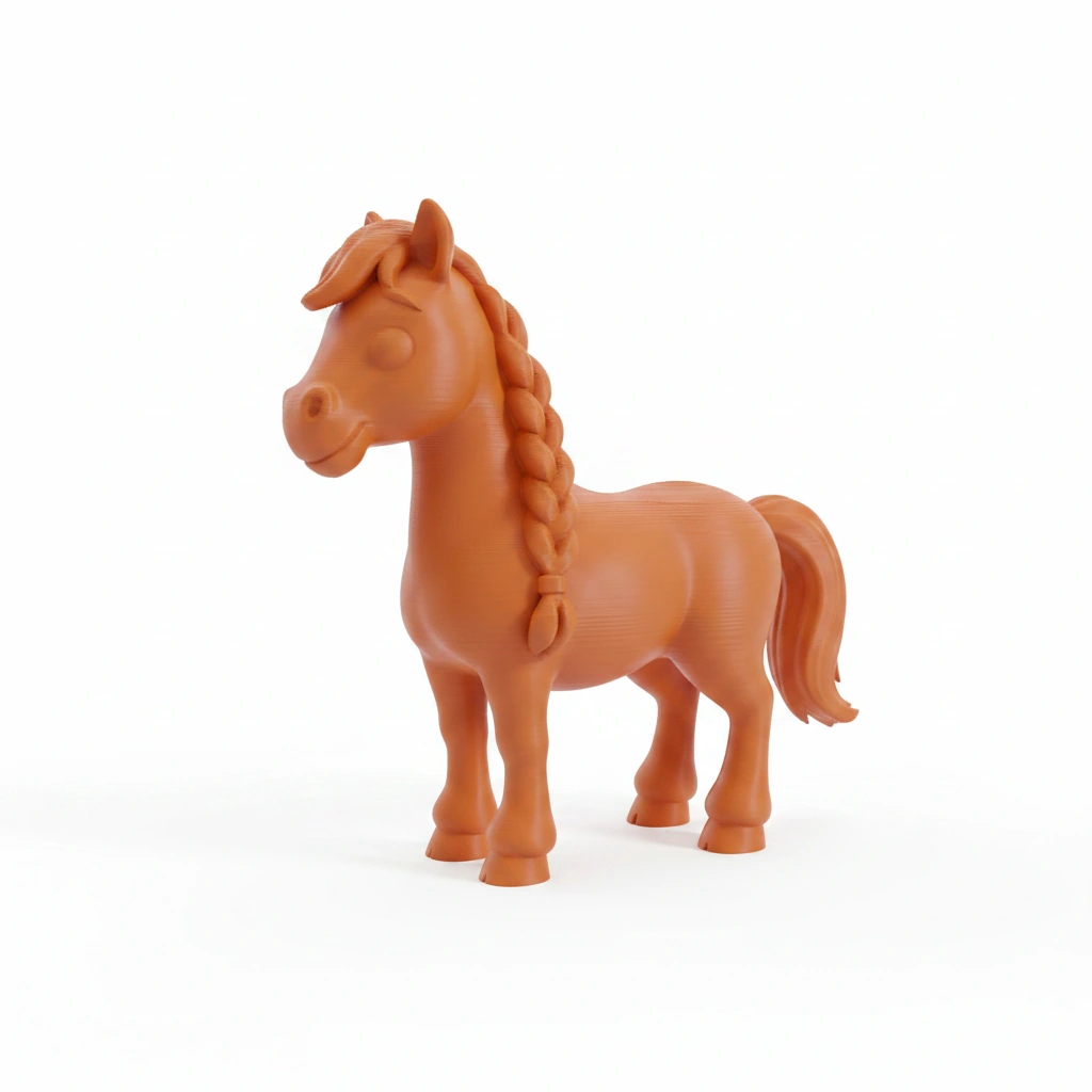 Figurină Cal cu Coamă Împletită, Imprimată 3D, Jucărie și Decor - Orange compozit mat, imprimare 3D Vibecraft