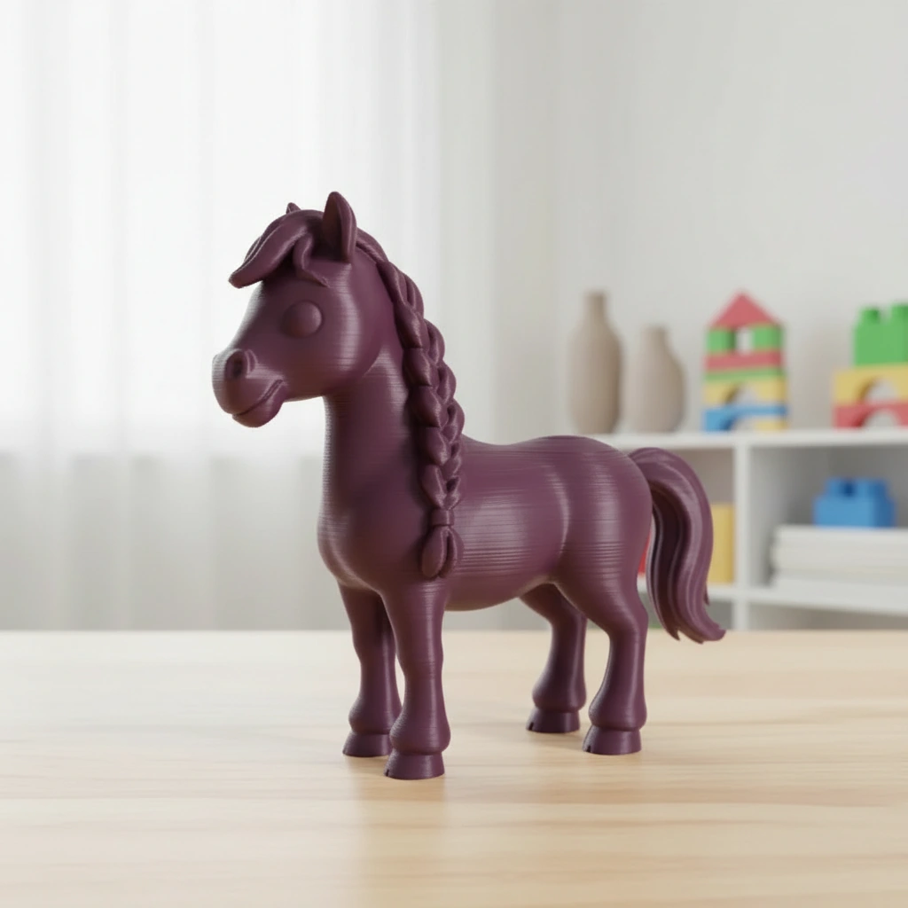 Figurină Cal cu Coamă Împletită, Imprimată 3D, Jucărie și Decor - Purple red compozit mat, imprimare 3D Vibecraft
