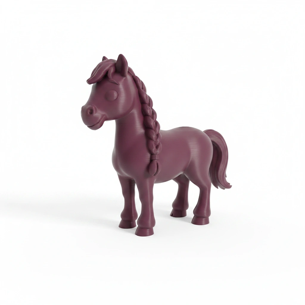 Figurină Cal cu Coamă Împletită, Imprimată 3D, Jucărie și Decor - Purple red compozit mat, imprimare 3D Vibecraft