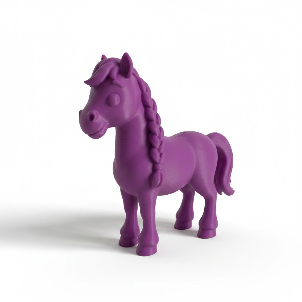 Figurină Cal cu Coamă Împletită Decorativă 7 cm - culoare Mov, imprimare 3D Vibecraft