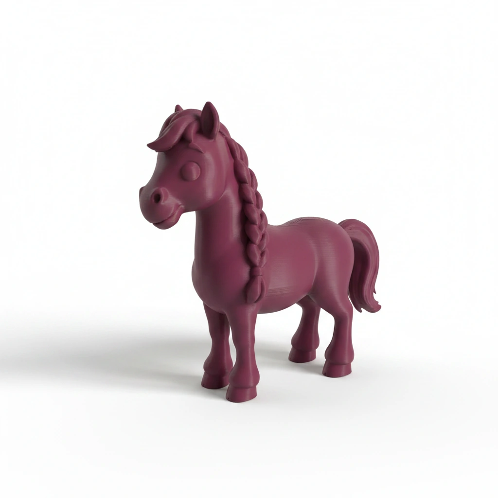Figurină Cal cu Coamă Împletită Decorativă 7 cm - culoare Roșu, imprimare 3D Vibecraft