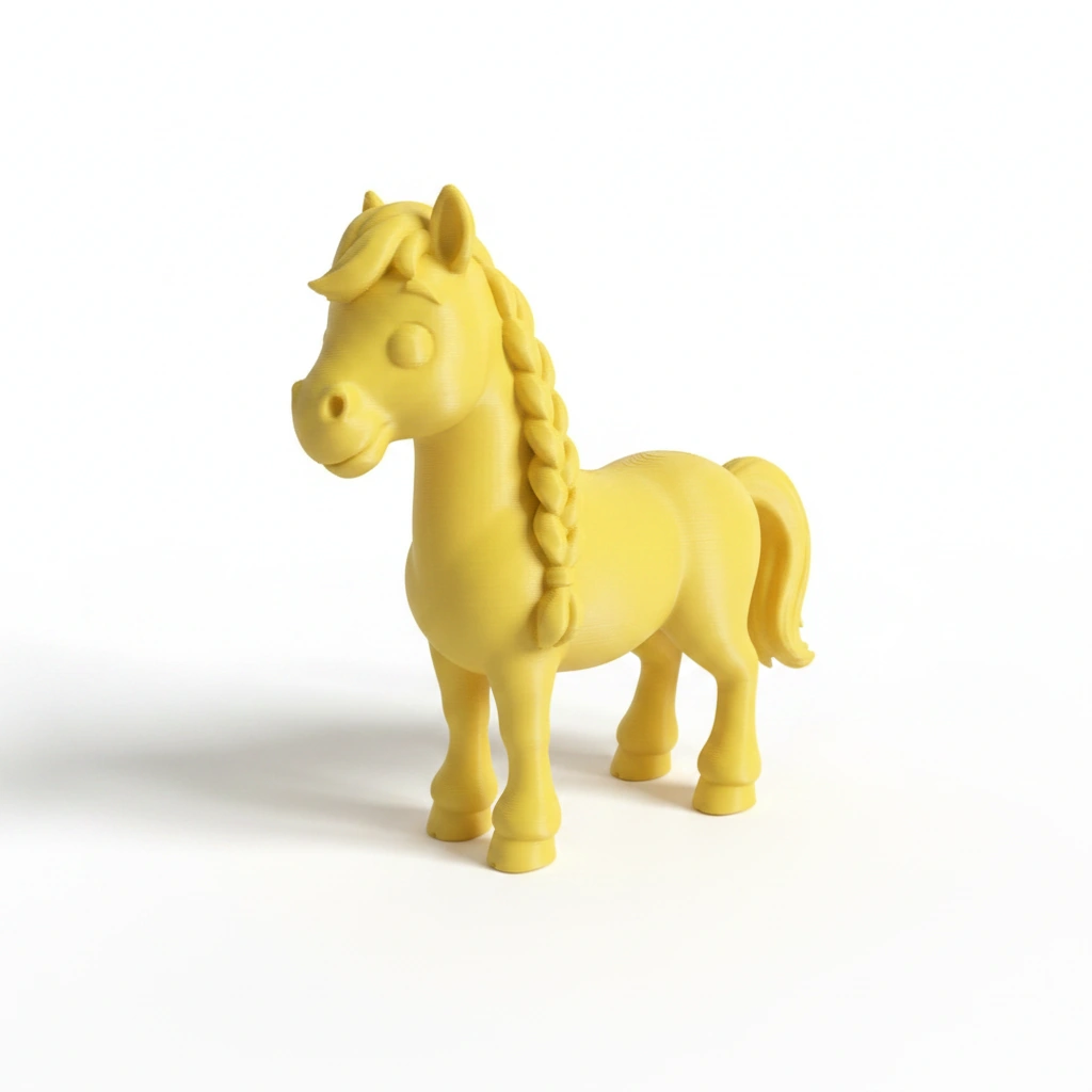 Figurină Cal cu Coamă Împletită Decorativă 7 cm - culoare Galben, imprimare 3D Vibecraft