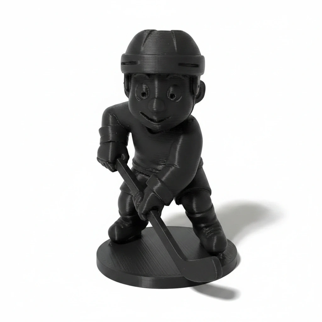 Figurină Jucător Hochei Stil Cartoon Decor Sportiv - Negru compozit fibra de carbon, imprimare 3D Vibecraft