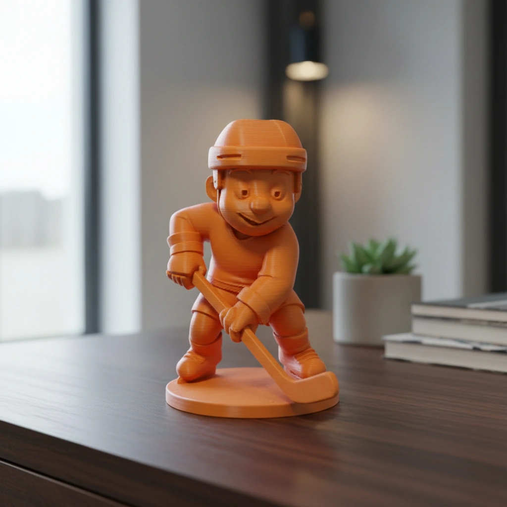 Figurină Jucător Hochei Stil Cartoon Decor Sportiv - Orange compozit fibra de carbon, imprimare 3D Vibecraft