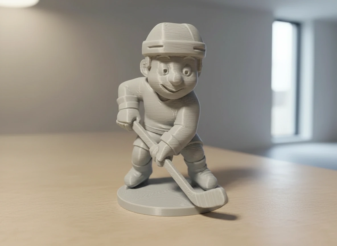 Figurină Jucător Hochei Stil Cartoon Decor Sportiv - culoare Gri, imprimare 3D Vibecraft