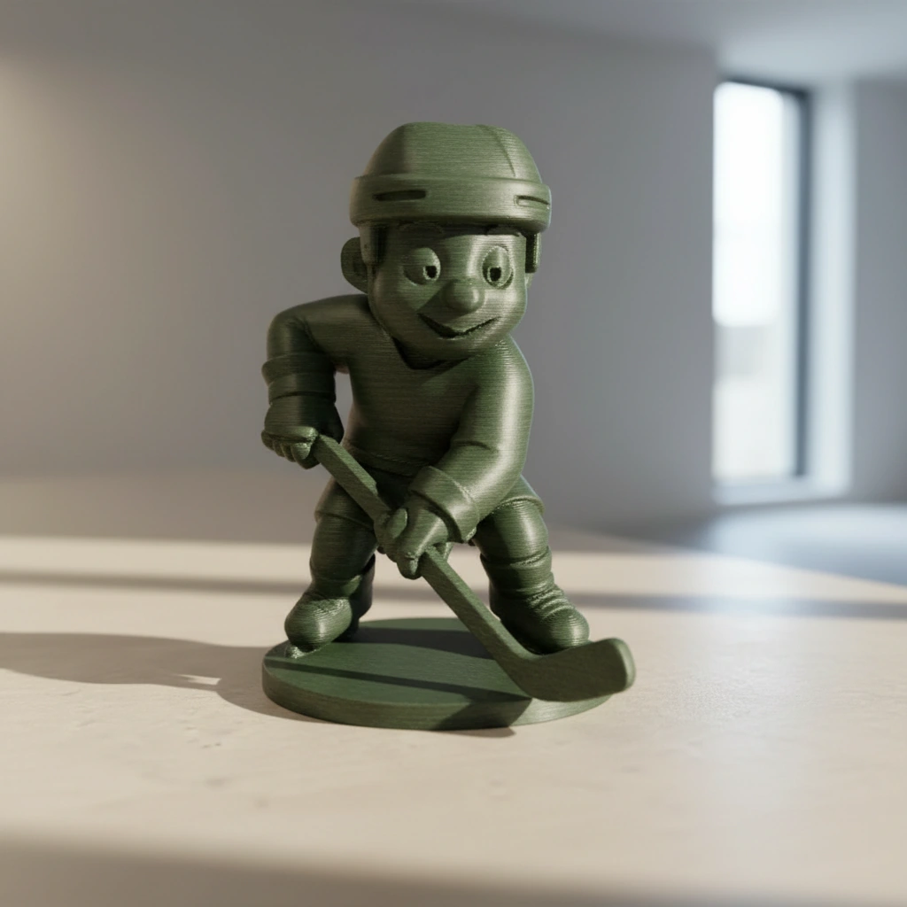 Figurină Jucător Hochei Stil Cartoon Decor Sportiv - culoare Verde, imprimare 3D Vibecraft