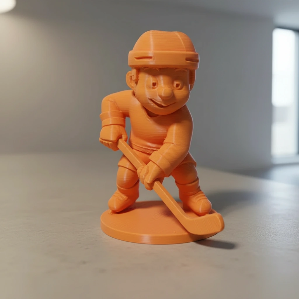 Figurină Jucător Hochei Stil Cartoon Decor Sportiv - culoare Portocaliu, imprimare 3D Vibecraft