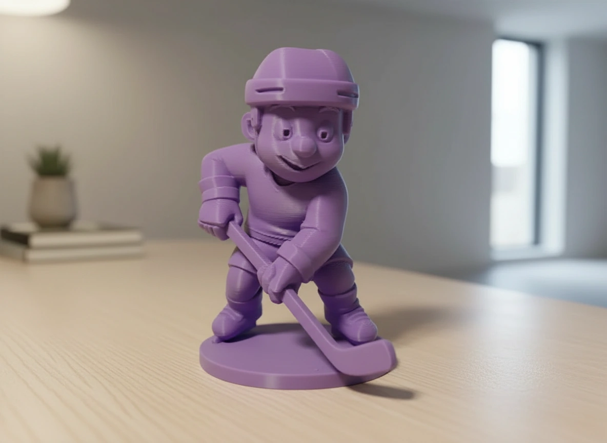 Figurină Jucător Hochei Stil Cartoon Decor Sportiv - culoare Mov, imprimare 3D Vibecraft