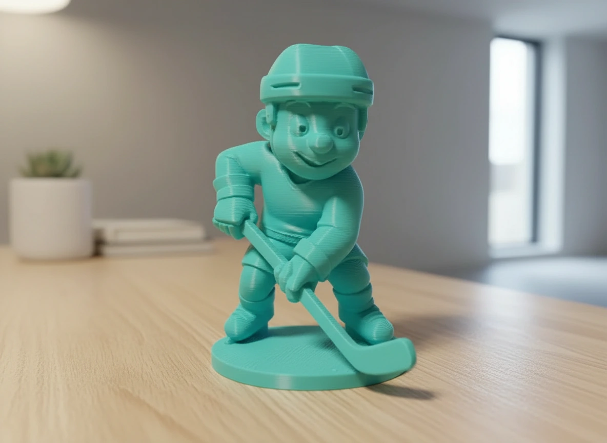 Figurină Jucător Hochei Stil Cartoon Decor Sportiv - culoare Albastru verzui, imprimare 3D Vibecraft