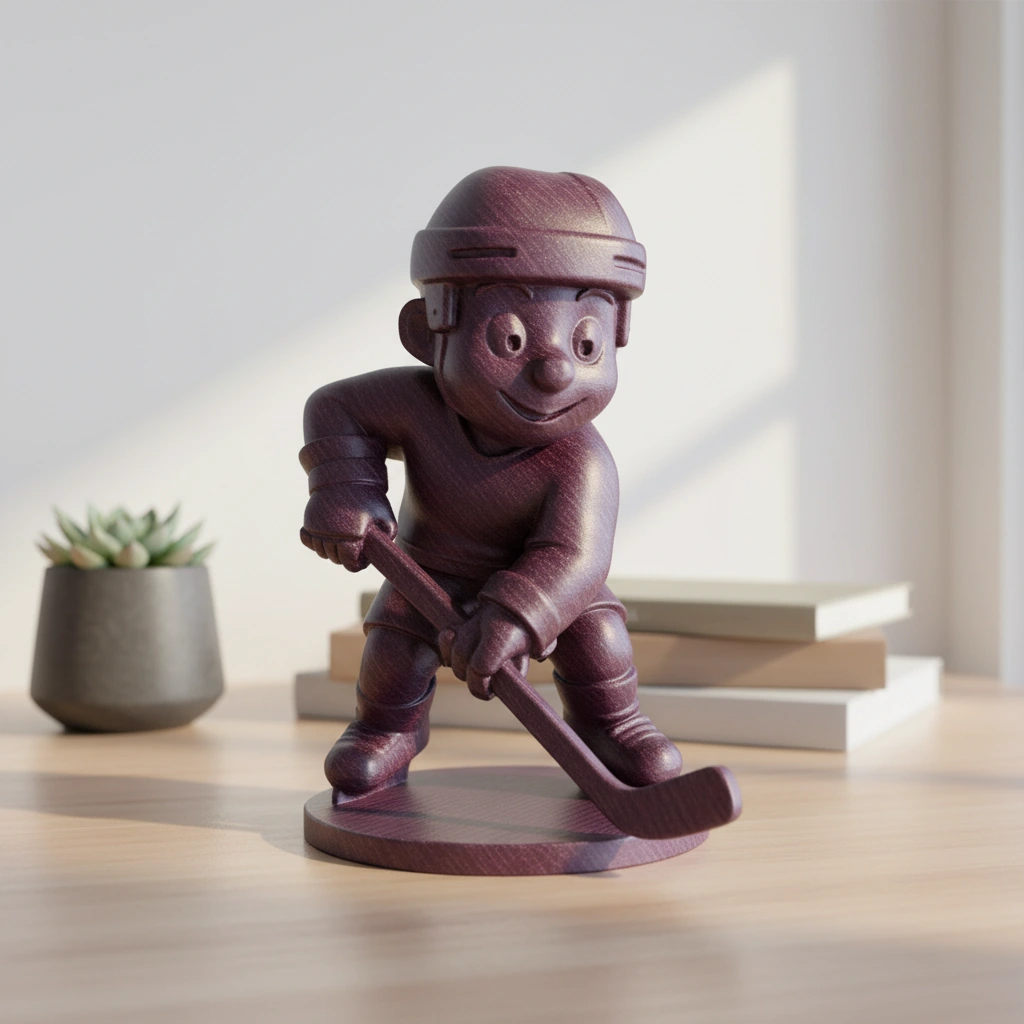 Figurină Jucător Hochei Stil Cartoon Decor Sportiv - culoare vibecraft Figurină Jucător Hochei Stil Cartoon Decor Sportiv cf purple red lifestyle, produs imprimat 3D Vibecraft