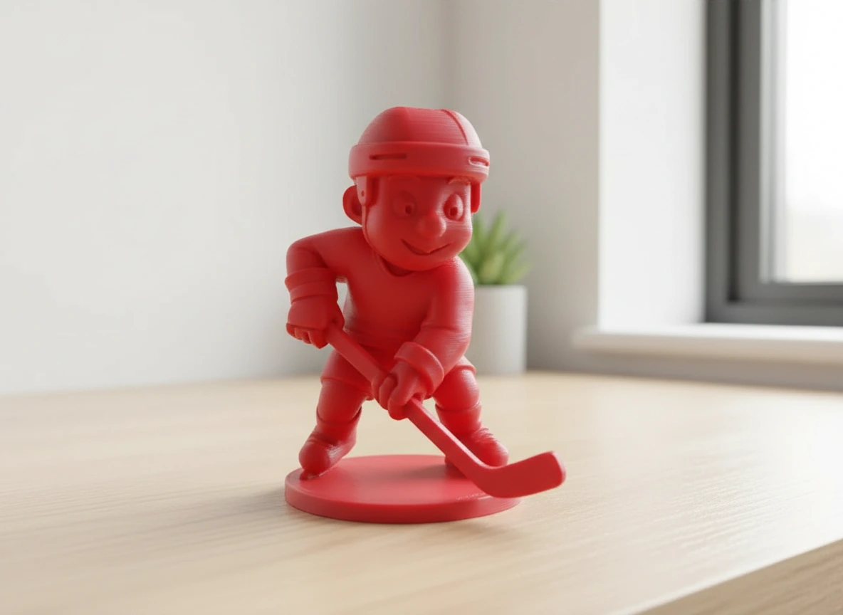 Figurină Jucător Hochei Stil Cartoon Decor Sportiv - culoare vibecraft Figurină Jucător Hochei Stil Cartoon Decor Sportiv red lifestyle, produs imprimat 3D Vibecraft
