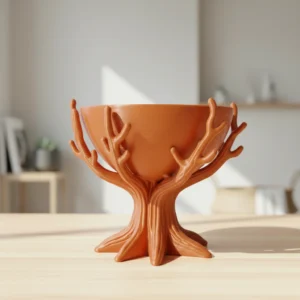 Bol Decorativ cu Suport Tip Trunchi de Copac - culoare Portocaliu, imprimare 3D Vibecraft