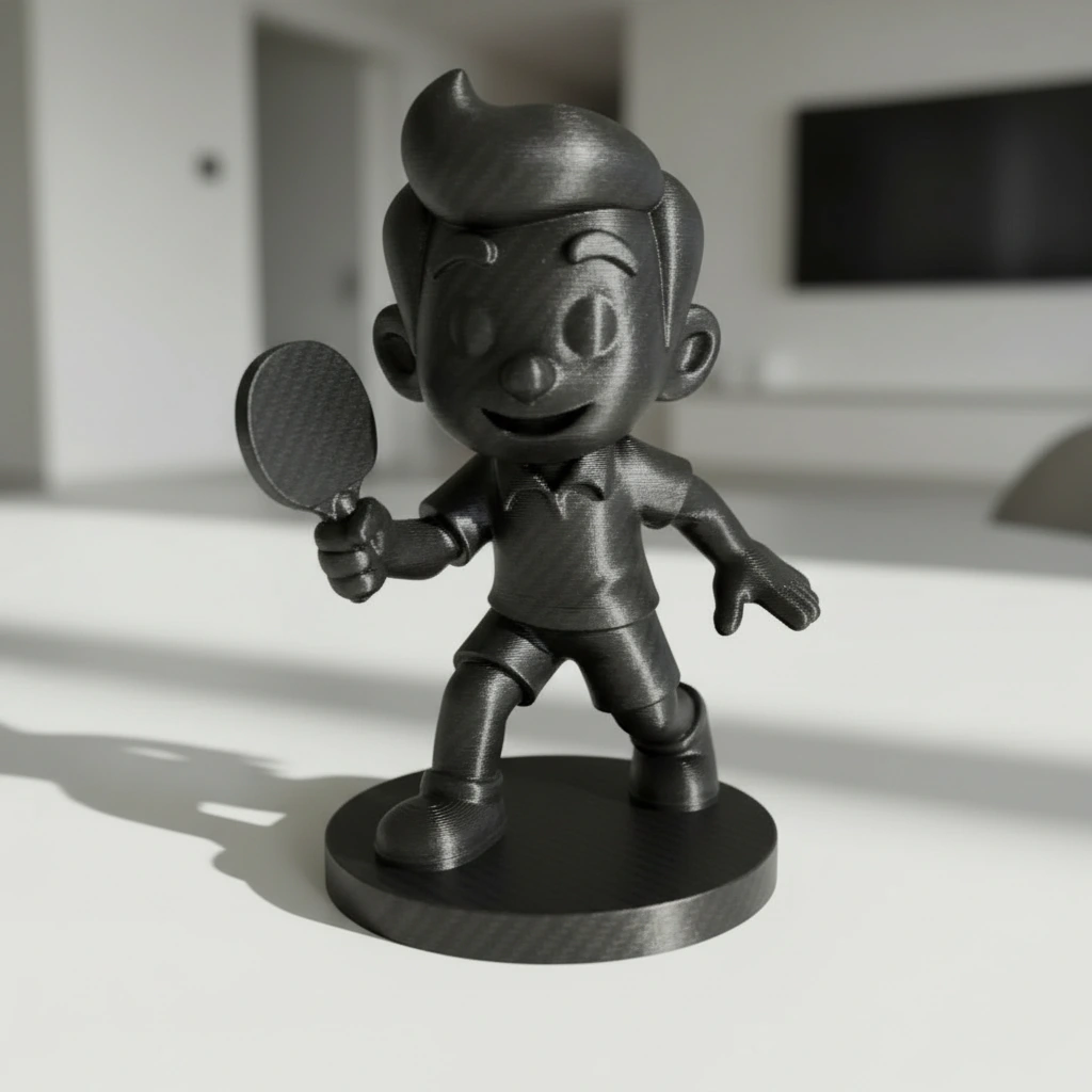 Figurină Decorativă Jucător Tenis de Masă, Obiect Decor Sportiv - Negru compozit fibra de carbon, imprimare 3D Vibecraft