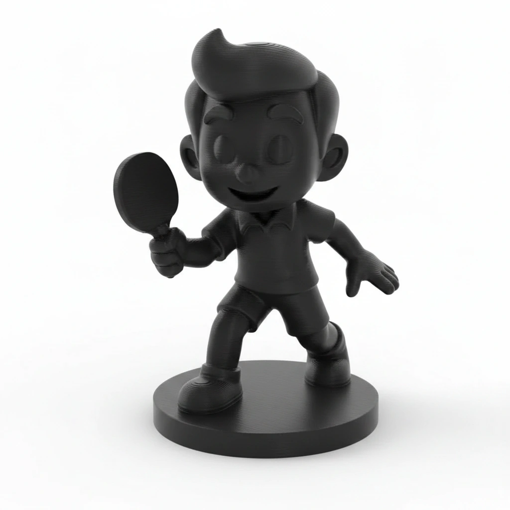 Figurină Decorativă Jucător Tenis de Masă, Obiect Decor Sportiv - Negru compozit fibra de carbon, imprimare 3D Vibecraft