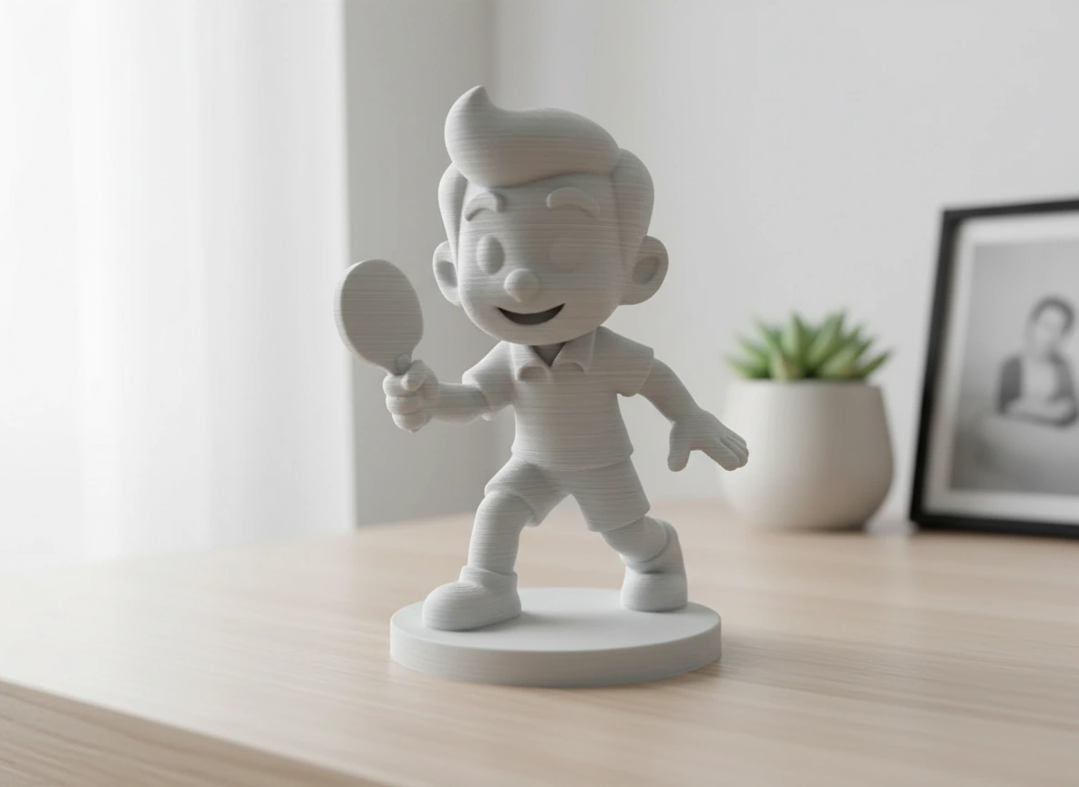 Figurină Decorativă Jucător Tenis de Masă, Obiect Decor Sportiv - culoare Gri, imprimare 3D Vibecraft