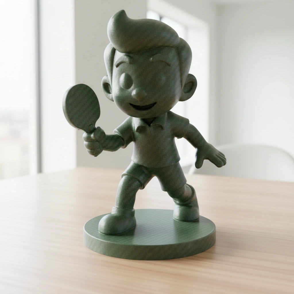 Figurină Decorativă Jucător Tenis de Masă, Obiect Decor Sportiv - culoare Verde, imprimare 3D Vibecraft