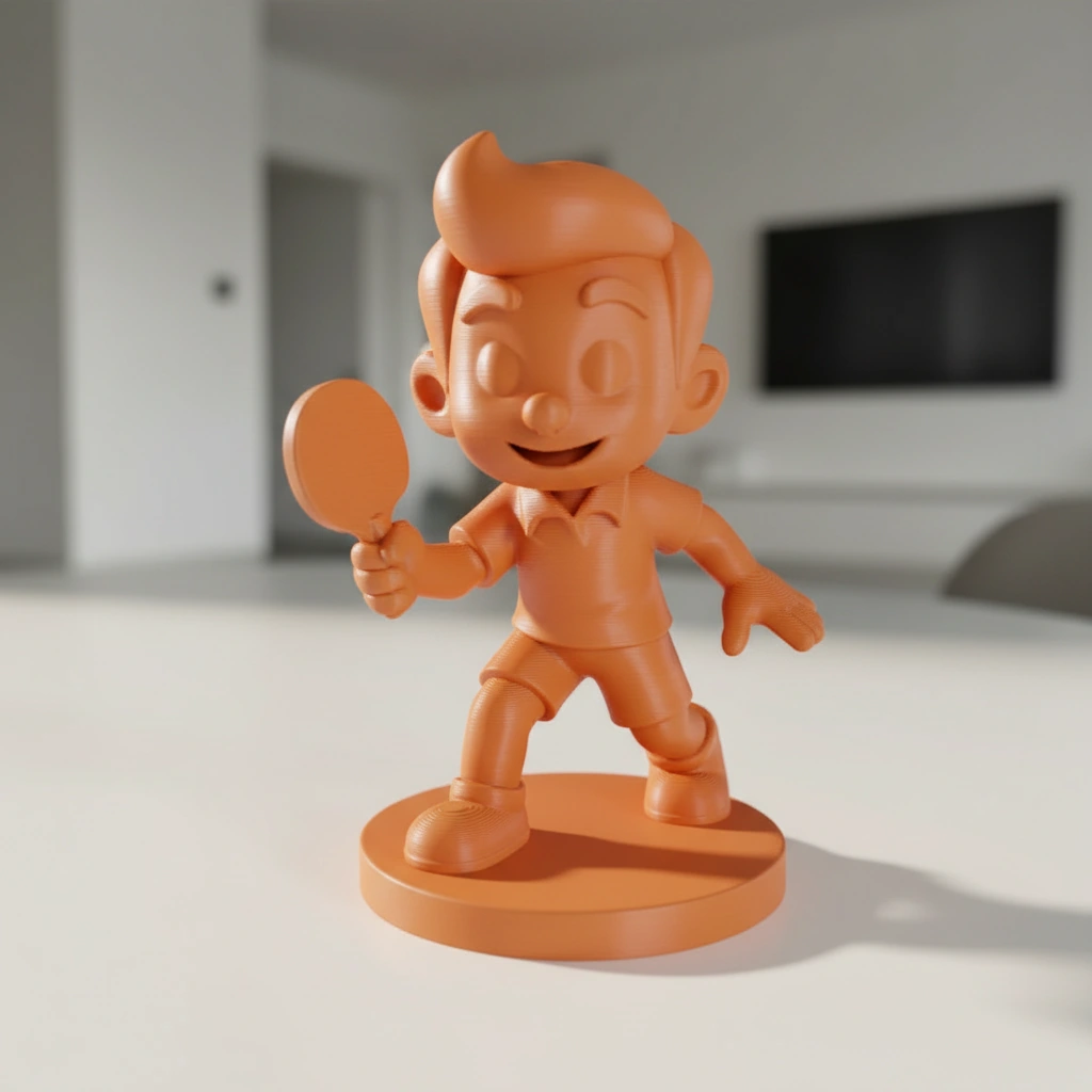 Figurină Decorativă Jucător Tenis de Masă, Obiect Decor Sportiv - culoare Portocaliu, imprimare 3D Vibecraft