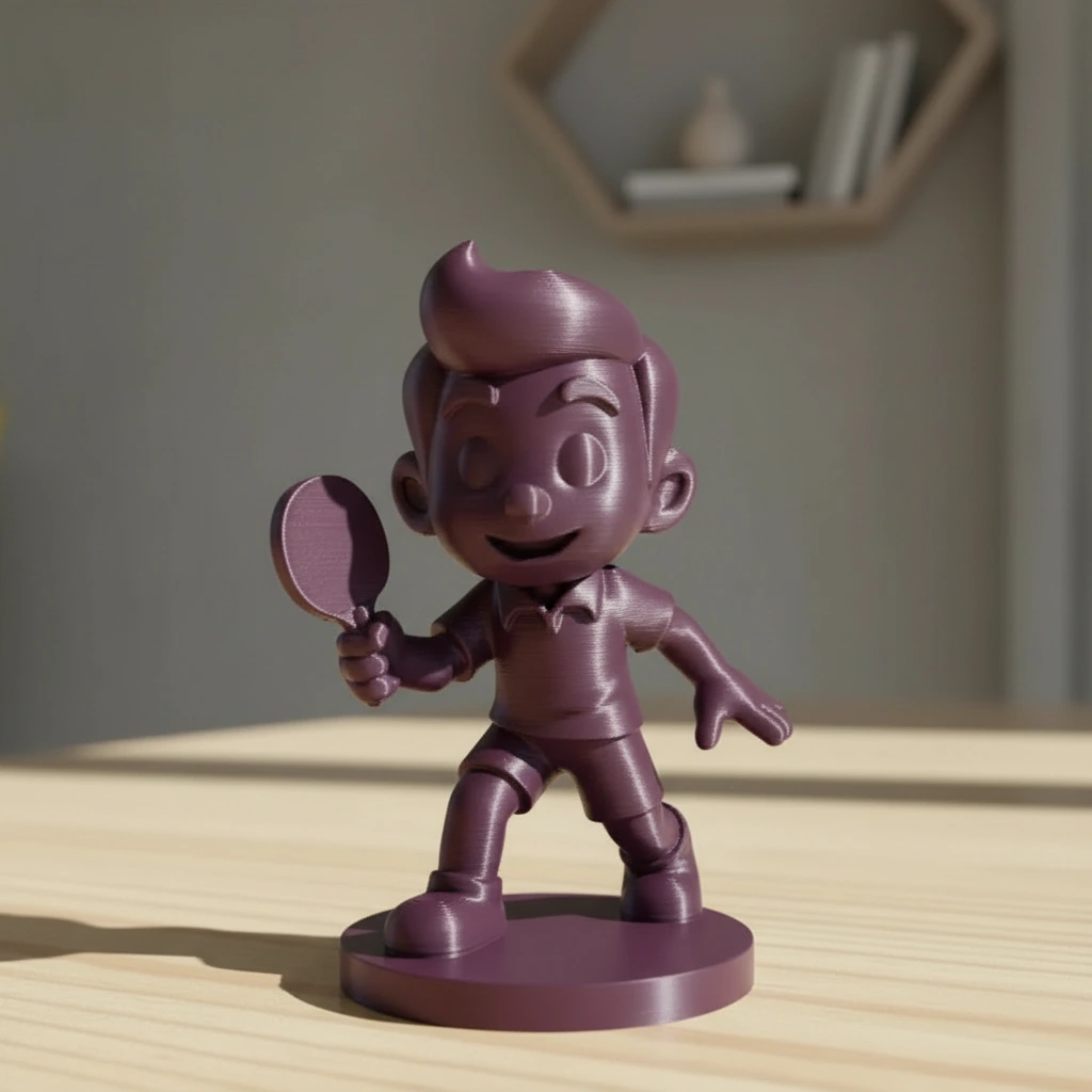 Figurină Decorativă Jucător Tenis de Masă, Obiect Decor Sportiv - culoare Roșu, imprimare 3D Vibecraft