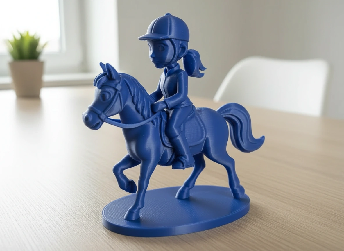 Figurină Decorativă Călăreț pe Cal, Design Stil Cartoon, Imprimată 3D - culoare Albastru, imprimare 3D Vibecraft
